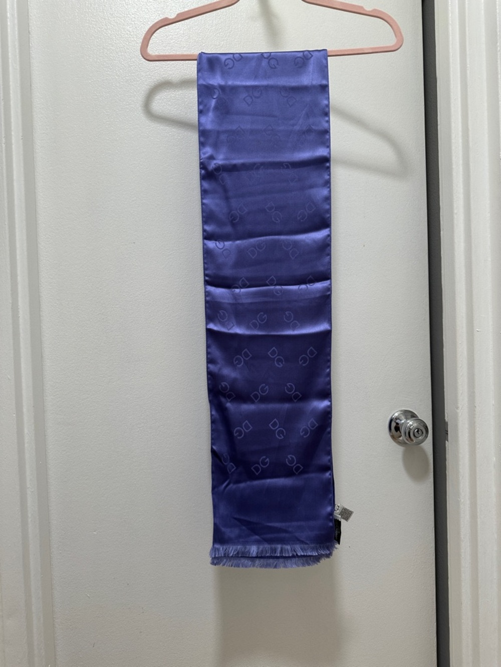 Dolce & Gabbana Light Purple Logo Silk Scarf